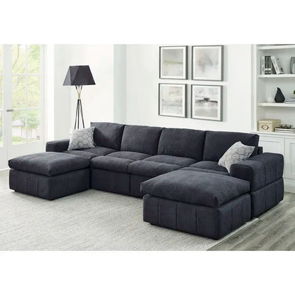 134in Wide Reversible Modular Sectional With Ottoman