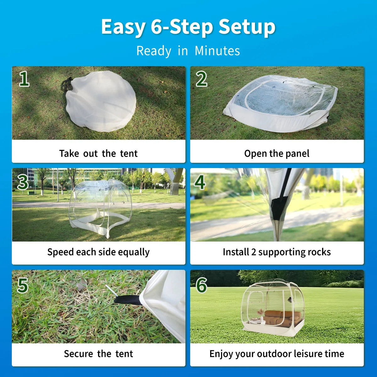 TABU Pop Up Bubble Sports Tent, Clear, 10 x 10 ft, 6-7 People