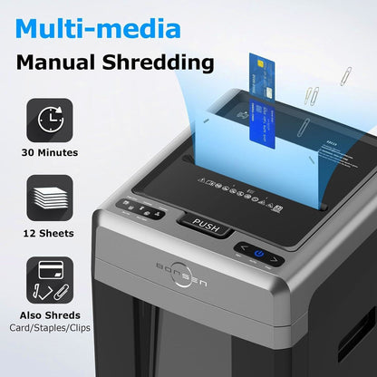 BONSEN Auto Feed Micro-Cut Paper Shredder, 300-Sheet, 60 Min, P-4, 8.1 Gallons, Black