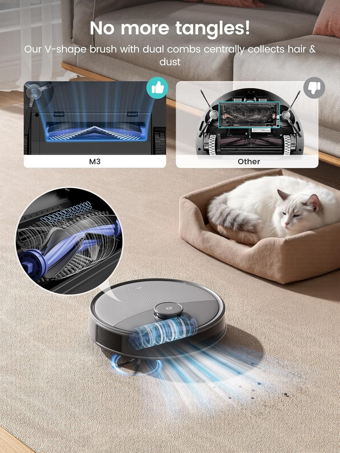 Lefant Robot Vacuum And Mop, 12000Pa Suction, All-In-One Base Station, Dual Spinning Mops - M3L