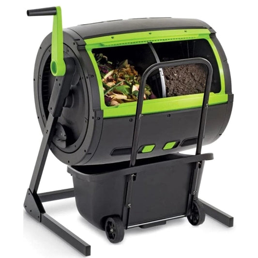 Maze 65-Gallon Compost Tumbler And 12-Gallon Cart Combo - Black