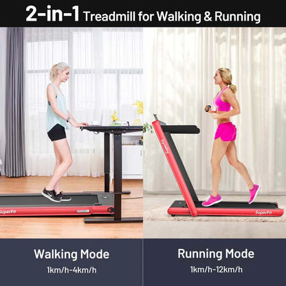 2 In 1 Folding Treadmill, 2.25 HP, 40 in x 16 in Running Area, Dual Display And App Control
