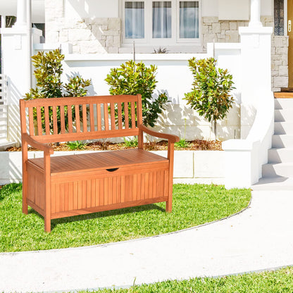 42 in Eucalyptus Patio Storage Bench, 33 Gallon Capacity