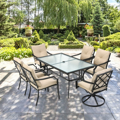 4-Piece Outdoor Dining Chair Set With Removable Cushions, Black Frame And Beige Cushions - 27 x 24 x 35 in