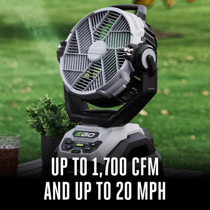 POWER+ 18 in Portable Outdoor Electric Misting Fan, 5 Speeds