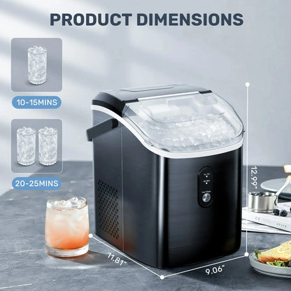 Auseo Countertop Nugget Ice Maker, 35Lbs/24H, 1.1L, Stainless Steel Silver - Self-Cleaning