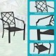 4-Piece Outdoor Dining Chair Set With Removable Cushions, Black Frame And Beige Cushions - 27 x 24 x 35 in