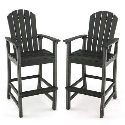 Outdoor HDPE Tall Adirondack Counter Height Bar Stool With Armrests And Footrest - 30Quot