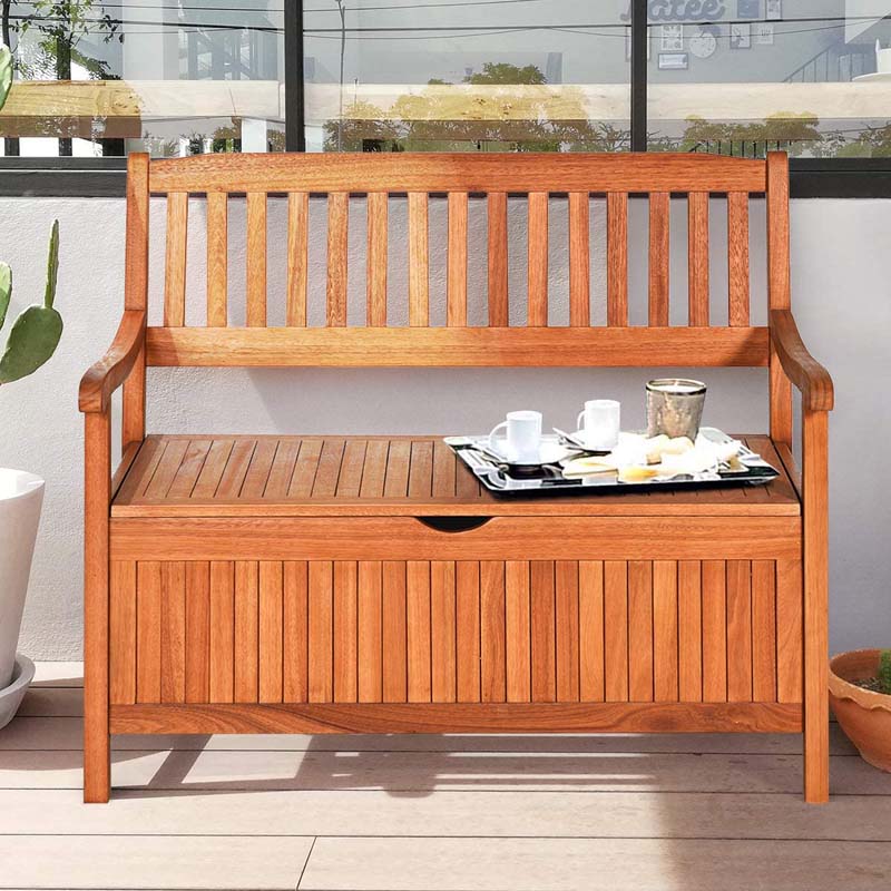 42 in Eucalyptus Patio Storage Bench, 33 Gallon Capacity