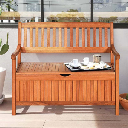 42 in Eucalyptus Patio Storage Bench, 33 Gallon Capacity