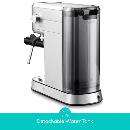 CASABREWS Espresso Machine, 20-Bar Pressure, 34 oz Water Tank, Silver - 5418Basic