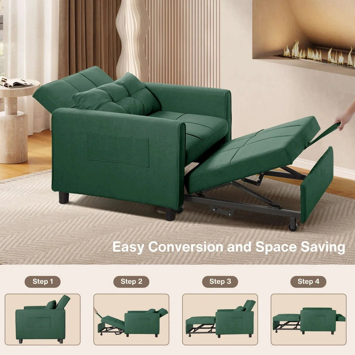 3-in-1 Adjustable Pull-Out Sleeper Sofa Bed With 330 Pounds Capacity