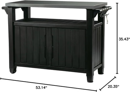 Keter Outdoor Rolling Prep And Bar Cart, Resin - Dark Brown