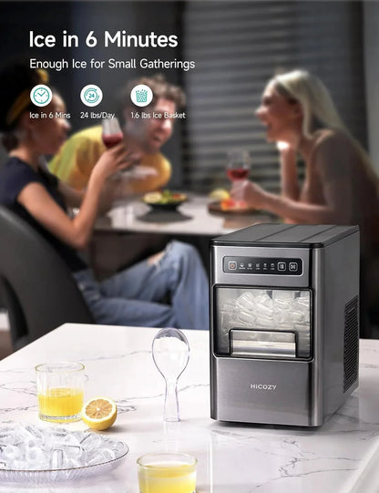 HiCOZY Portable Countertop Ice Maker With Ice Scoop - 24 lbs/Day, Ice in 6 Mins