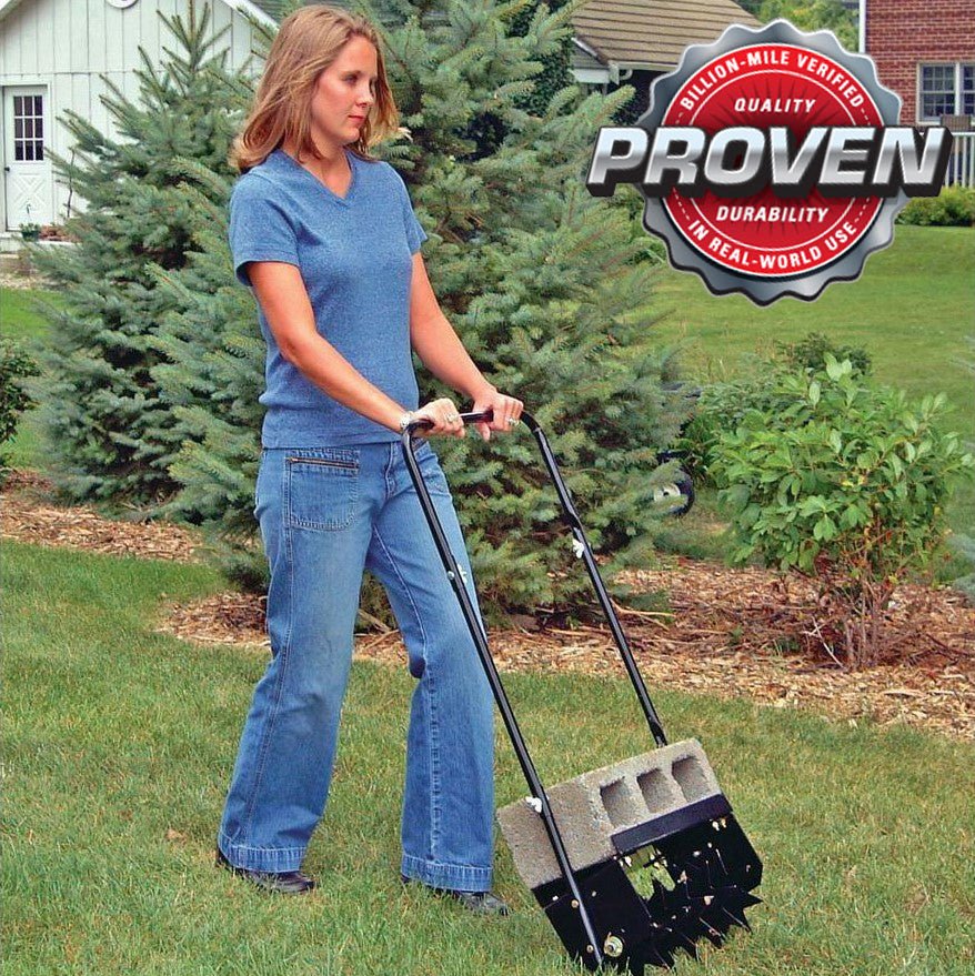 16-Inch Lawn Push Spike Aerator With Comfortable Handle