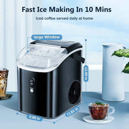 Auseo Countertop Nugget Ice Maker, 35Lbs/24H, 1.1L, Stainless Steel Silver - Self-Cleaning