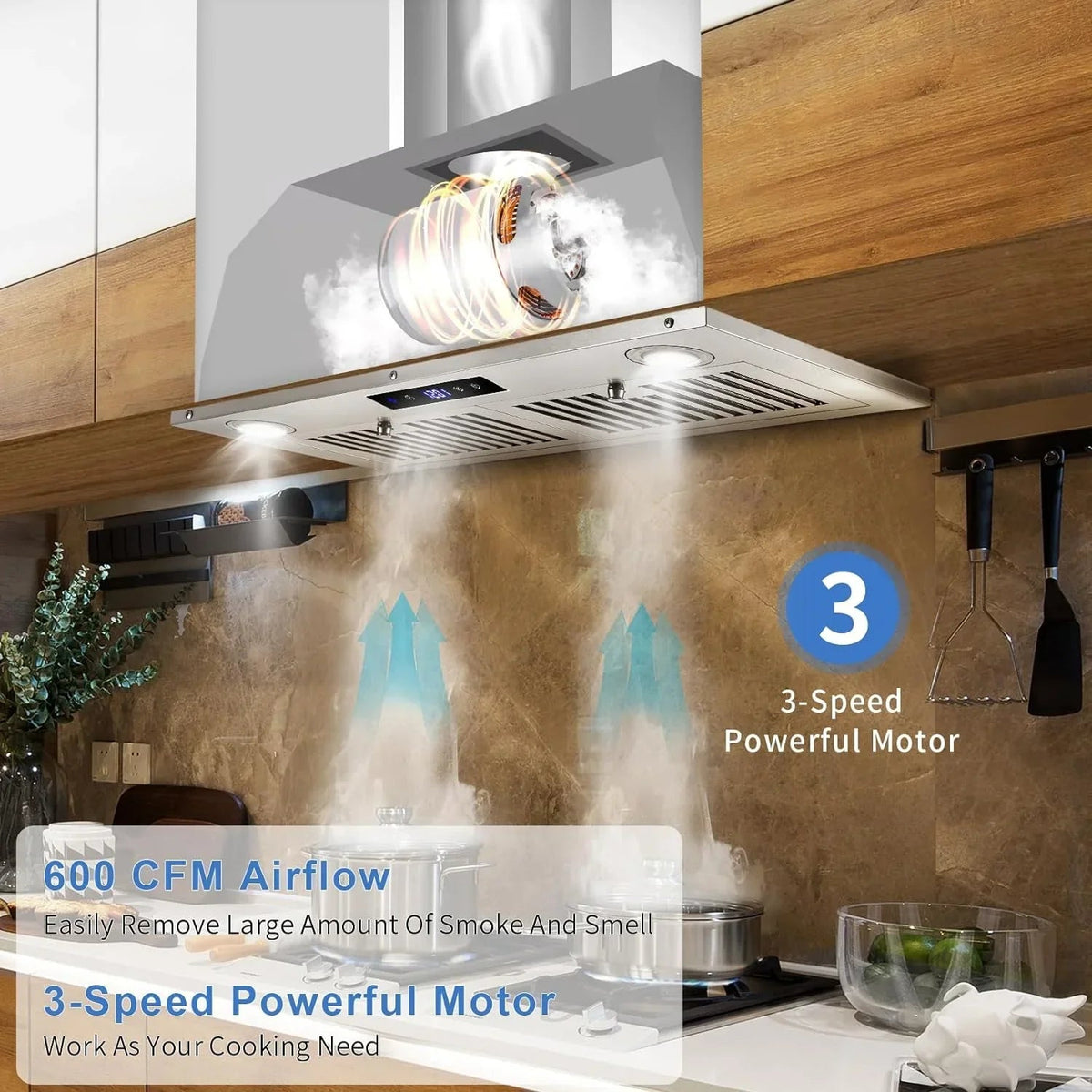 Zomagas 30 Inch 600 CFM Stainless Steel Range Hood Insert With LED Lights - USGB1370TCWM