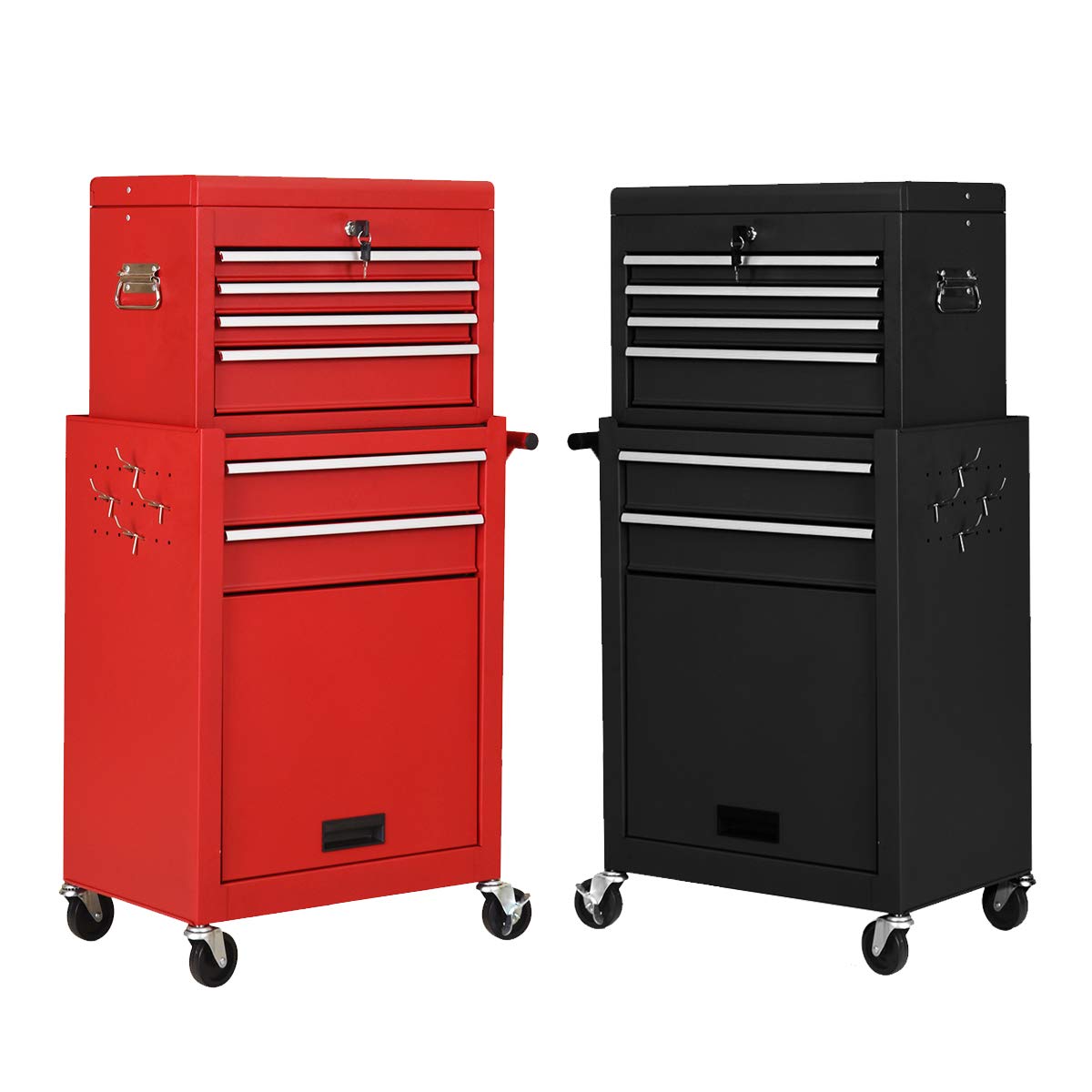 2-Piece 6-Drawer Rolling Tool Chest Toolbox Set