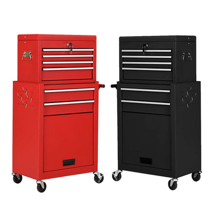 2-Piece 6-Drawer Rolling Tool Chest Toolbox Set