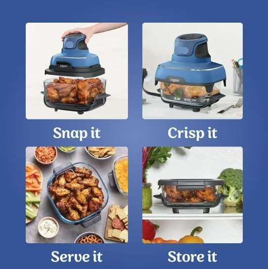 Ninja 5-In-1 Portable Glass Air Fryer With 4-Quart And 2 6-Cup Containers - Crispi
