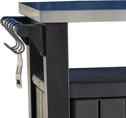 Keter Outdoor Rolling Prep And Bar Cart, Resin - Dark Brown