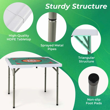 Costway Folding Mahjong Table With Cup Holders, Felt Mat And Carrying Handle - 35in x 35in x 29in