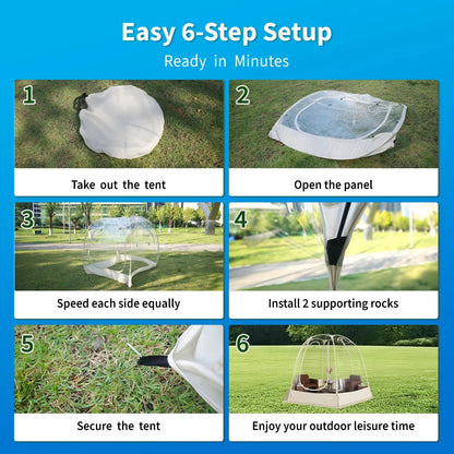 TABU Pop Up Bubble Sports Tent, Clear, 10 x 10 ft, 6-7 People