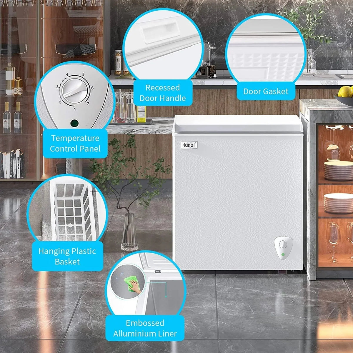 WANAI Chest Freezer 3.5 Cu. Ft. - Top Open Door