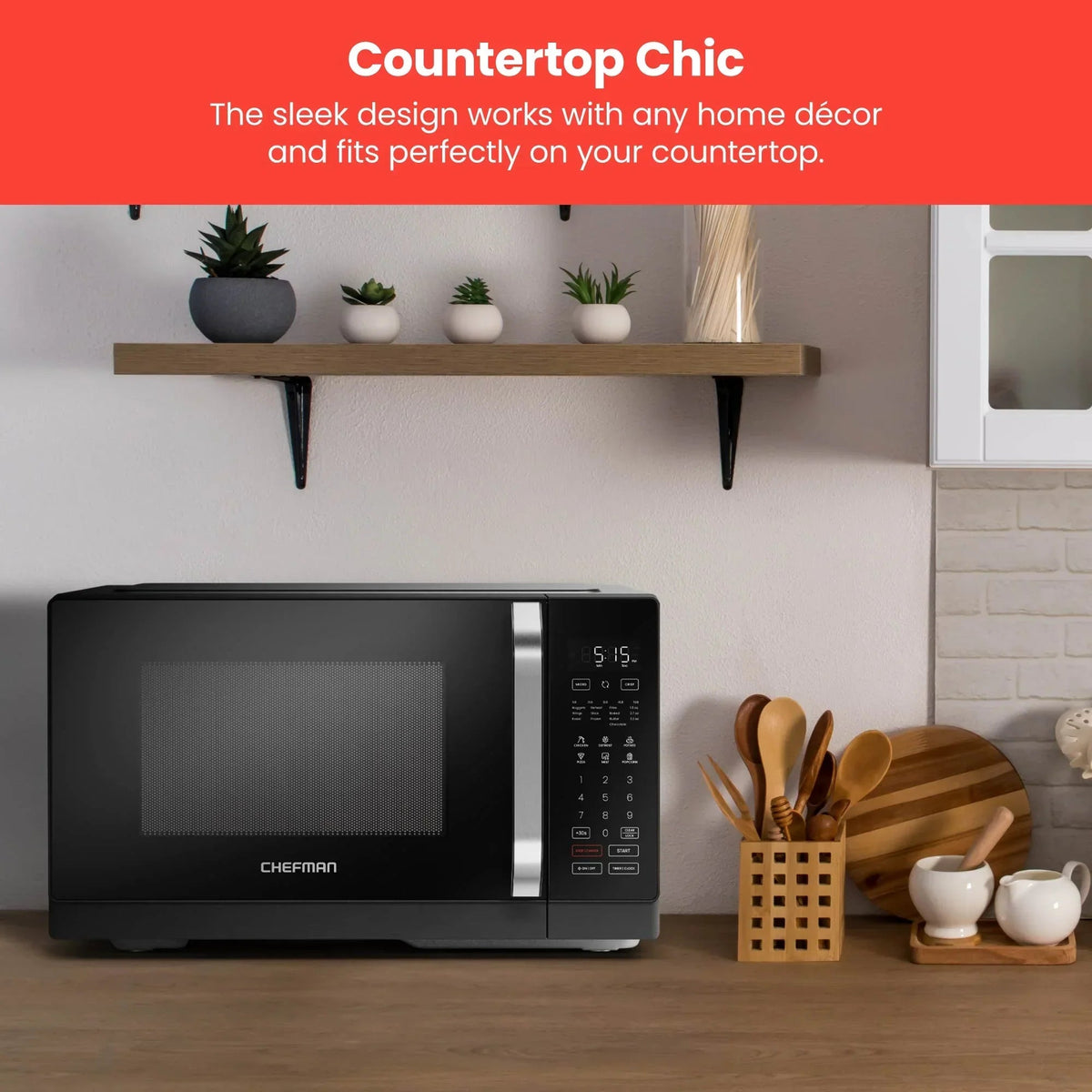 Chefman MicroCrisp 0.8 Cu. Ft. Microwave And Convection Oven 1800W - Black - RJ55-MF-8
