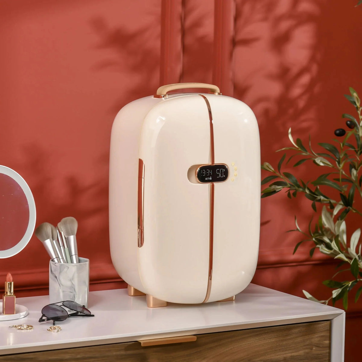 HOMCOM Portable Beauty Fridge, 0.4 Cu. Ft, 12 L, 10.75 in L x 10.75 in W x 17.5 in H - 800-136WT