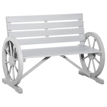 Outsunny Wooden Wagon Wheel Bench, 2-Person, Fir Wood, Carbonized, 41.5in L x 23.25in W x 29.5in H - 84B-183