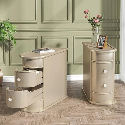 Solid Wood Chairside End Table, Two Drawers, 23.62'D x 10.63'W x 23.62'H