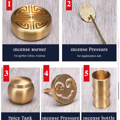 Powder Incense Burner Brass Tools Kit
