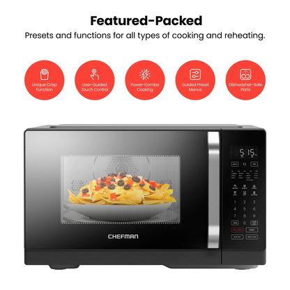 Chefman MicroCrisp 0.8 Cu. Ft. Microwave And Convection Oven 1800W - Black - RJ55-MF-8