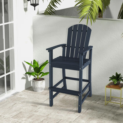 Outdoor HDPE Tall Adirondack Counter Height Bar Stool With Armrests And Footrest - 30Quot