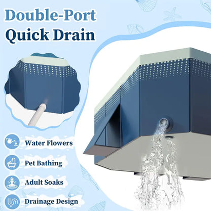 Foldable Hard Plastic Outdoor Swimming Pool For Kids & Adults - 158in x 76in x 20in