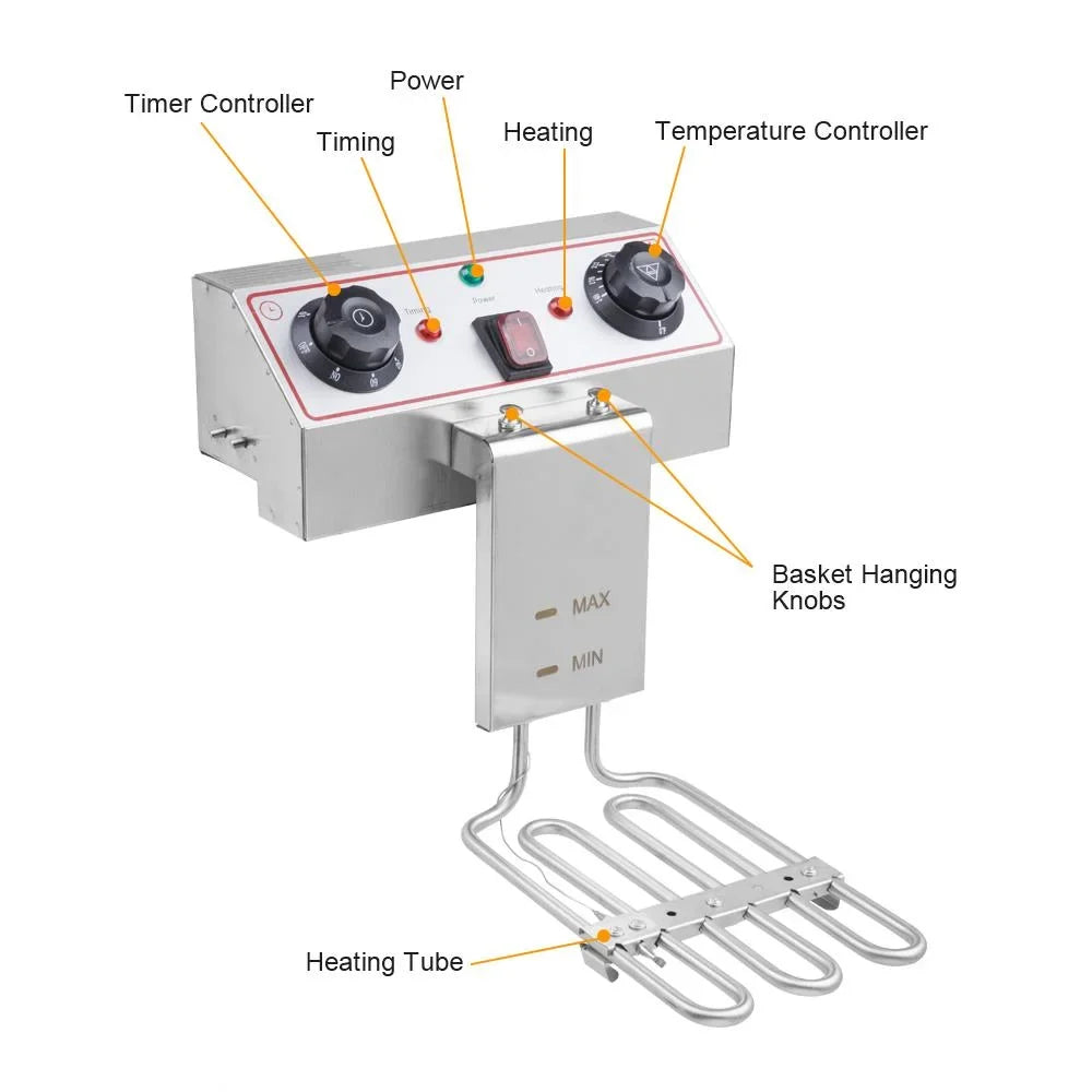 Ktaxon Electric Deep Fryer 12.5QT 1700W Stainless Steel Adjustable Temperature