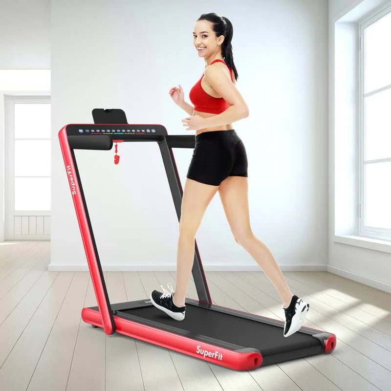 2 In 1 Folding Treadmill, 2.25 HP, 40 in x 16 in Running Area, Dual Display And App Control