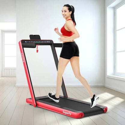 2 In 1 Folding Treadmill, 2.25 HP, 40 in x 16 in Running Area, Dual Display And App Control
