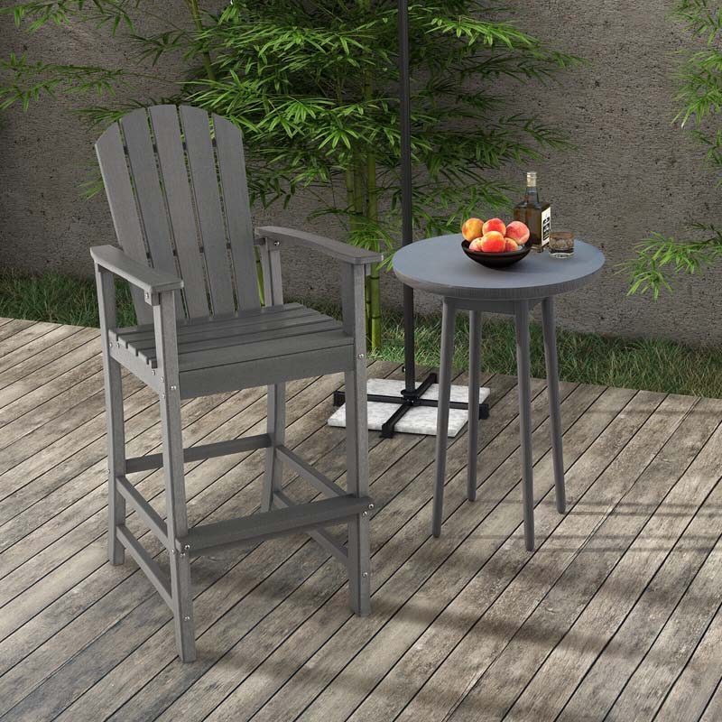 Outdoor HDPE Tall Adirondack Counter Height Bar Stool With Armrests And Footrest - 30Quot