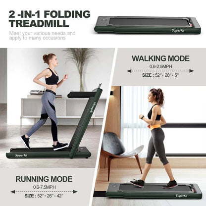 2 In 1 Folding Treadmill, 2.25 HP, 40 in x 16 in Running Area, Dual Display And App Control