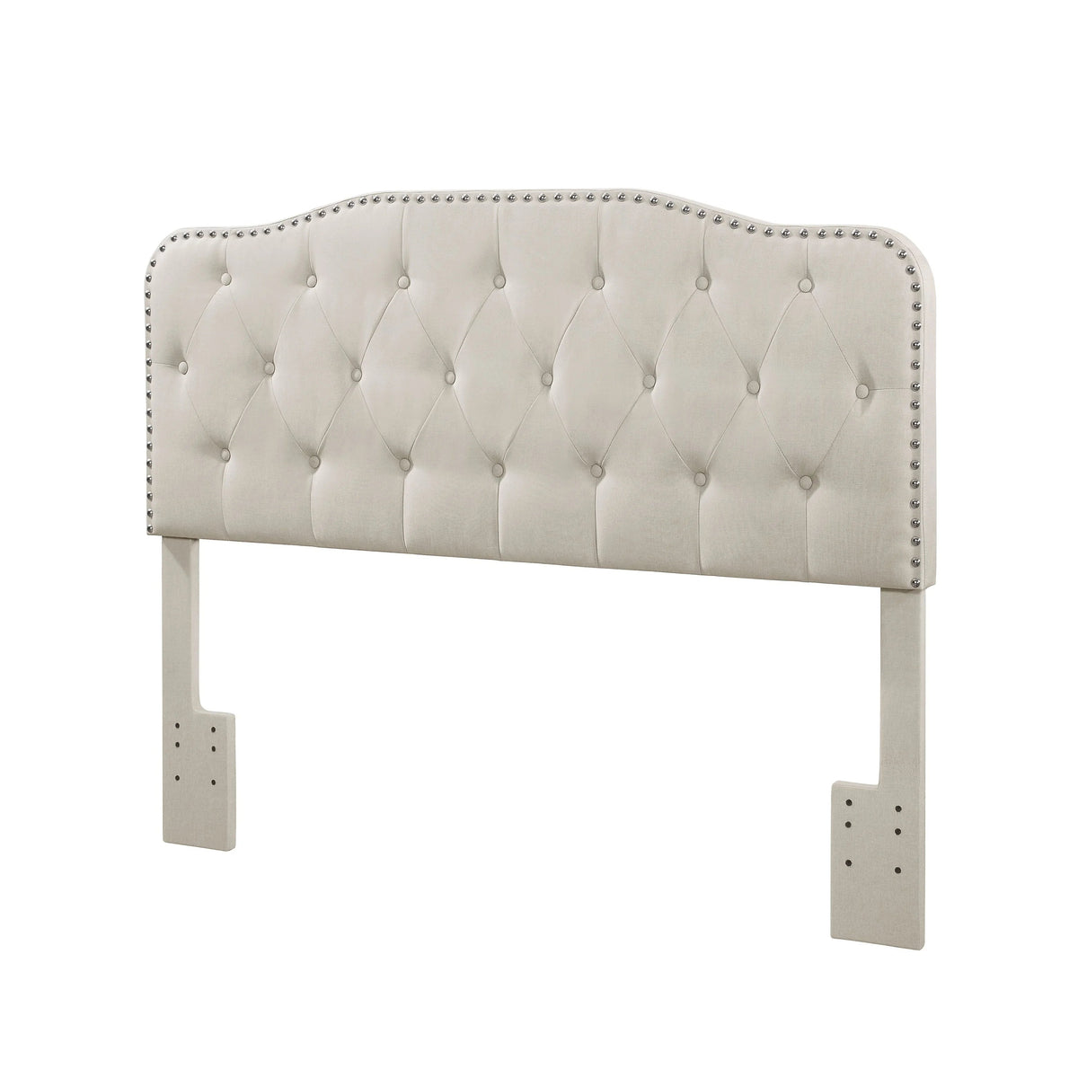 Tufted Gray Linen Headboard for Queen and Full Bed - 65in L x 3in W x 48in H