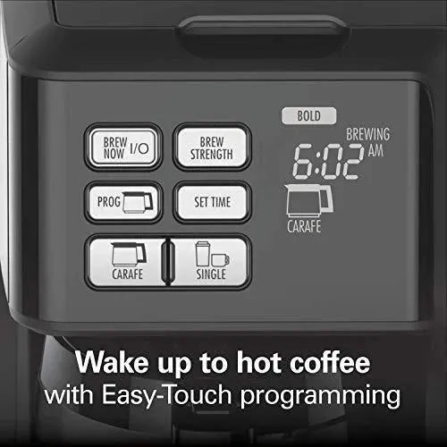 Programmable Thermal Coffee Maker, Single Serve And Full Pot, Pods Or Grounds, Black And Stainless