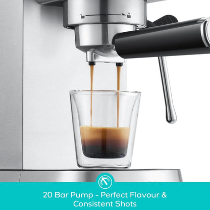CASABREWS Espresso Machine, 20-Bar Pressure, 34 oz Water Tank, Silver - 5418Basic