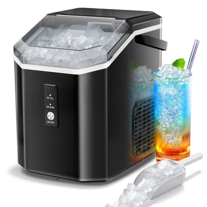 Auseo Countertop Nugget Ice Maker, 35Lbs/24H, 1.1L, Stainless Steel Silver - Self-Cleaning