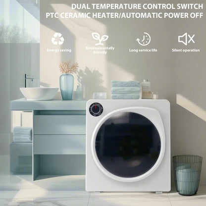 ZNESKPG Portable Compact Front Load Clothes Dryer 1.95 Cu. Ft., 830W, 5 Drying Modes, Stainless Steel Drum