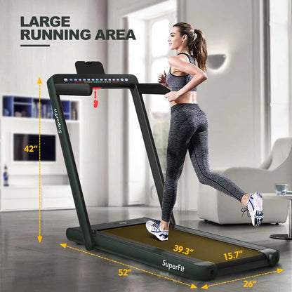 2 In 1 Folding Treadmill, 2.25 HP, 40 in x 16 in Running Area, Dual Display And App Control