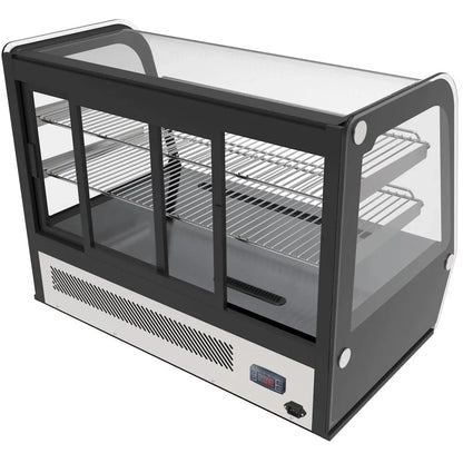 KoolMore 35 inch NSF Commercial Countertop Refrigerator Display Case, 5.6 Cu. Ft., Black And Stainless Steel - CDC-5C-BK