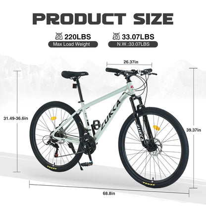 Men's 27.5 in Mountain Bike - 21-Speed Aluminum Alloy Frame, Front Suspension, Double Disc Brakes