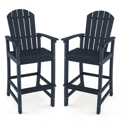 Outdoor HDPE Tall Adirondack Counter Height Bar Stool With Armrests And Footrest - 30Quot